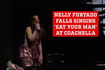 Nelly Furtado falls singing 'Eat your man' at Coachella