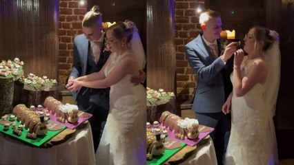 Couple spend just £12k on budget-friendly wedding- complete with a Colin the Caterpillar cake