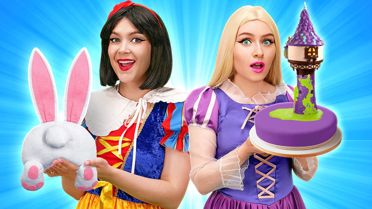 DÉFI CULINAIRE DE CONTE DE FÉES🏰🍎Blanche-Neige vs Raiponce ! Décorations de Gâteaux par 123 GO! FOOD