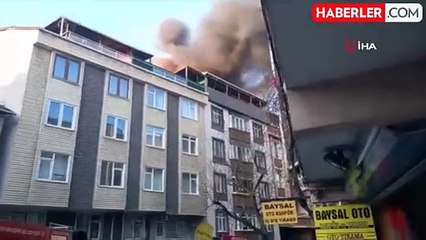 Gaziosmanpaşa'da 5 Katlı Binanın Çatısında Yangın