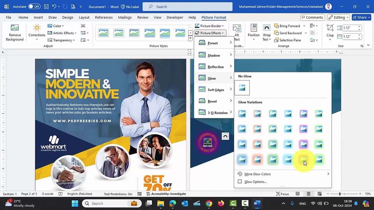 Poster Designing in MS Word | Microsoft Word Tutorial | LECTURE # 24 | Learning with M dot Zee