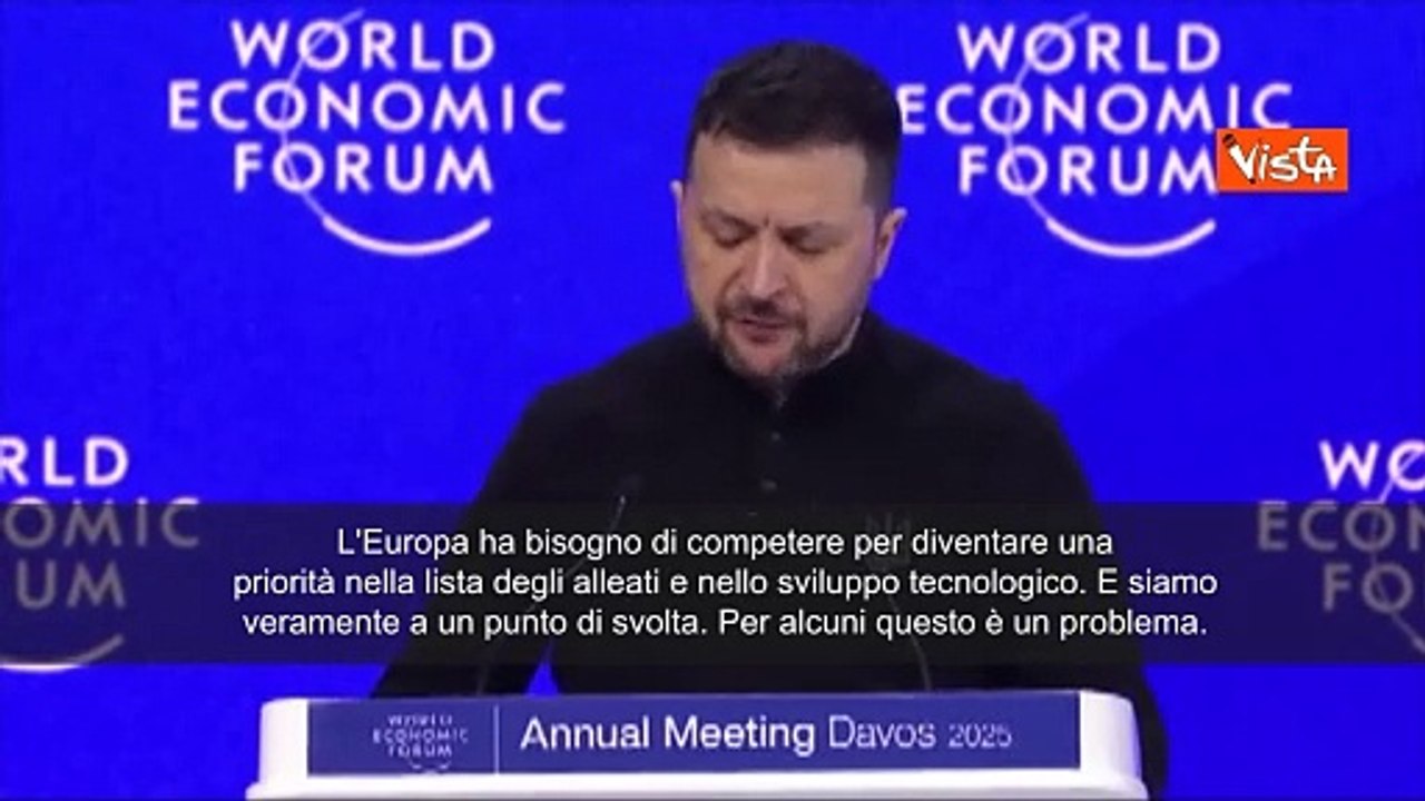 Zelensky a Davos: "Europa sia protagonista, non aspetti di vedere che far? Trump"