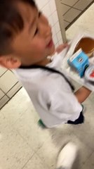 Son Feels Overjoyed as Dad Surprises Him at School Lunch