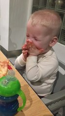 Kid Messily Stuffs His Mouth With Food
