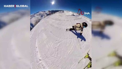 Snowboardcu ile kayakçıdan Zigana Dağı'nda büyük kapışma