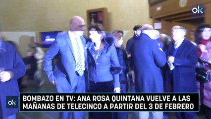 Bombazo en TV: Ana Rosa Quintana vuelve a las mañanas de Telecinco a partir del 3 de febrero