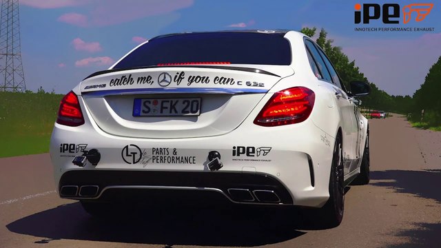 Mercedes C63 AMG IPE Exhaust Titanium V8 Sound Acceleration 0-250 Autobahn Onboard W205