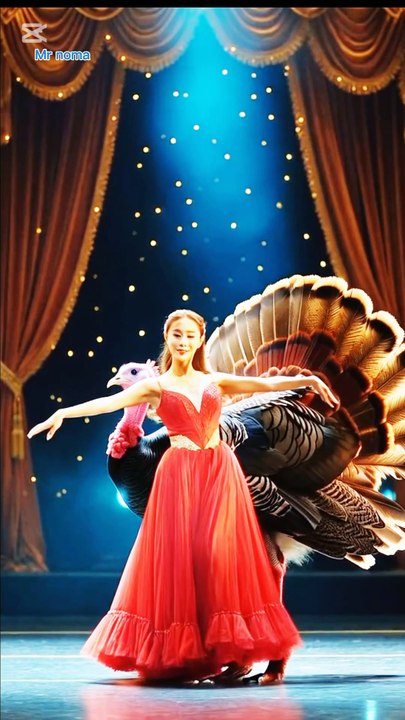 Lady transformation performance with turkey 🦃😱