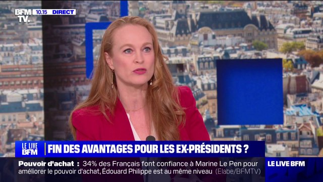 La réduction du train de vie pour les anciens présidents et Premiers ministres, je suis pour , déclare Violette Spillebout (Ensemble)