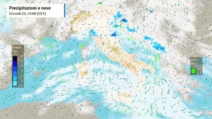 Pioggia e nuvolosità prevista nei prossimi giorni sull'Italia
