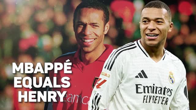 Mbappe equals Henry's Champions League record
