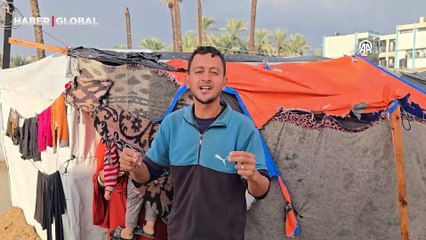 Gazze'de yağmur nedeniyle çok sayıda çadır su altında kaldı