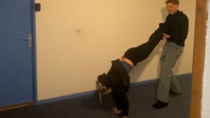 Woman's daring attempt at 'Flip It' challenge ends in hilarious slip and fall