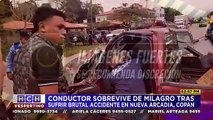 ¡Vivo de milagro! Rescatan a conductor tras brutal choque en Copán