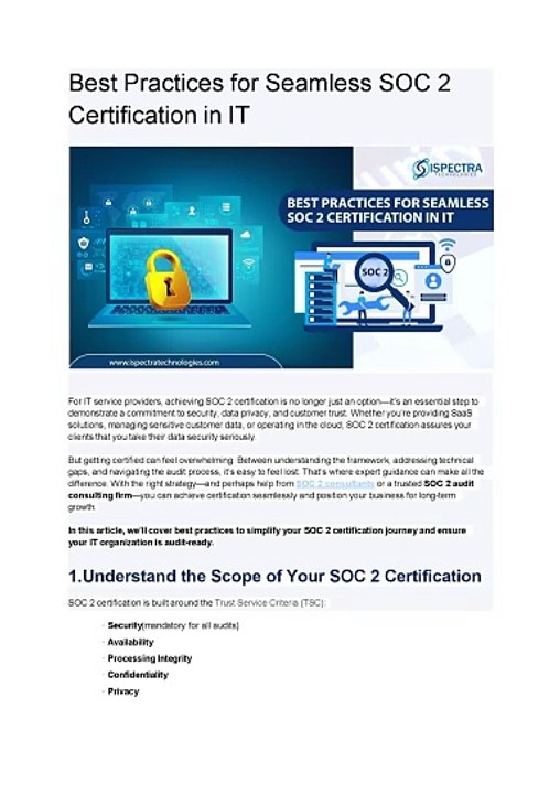 Best Practices for Seamless SOC 2 Certification in IT