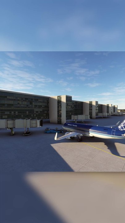 Passenger Boarding Bridge World Travel A320neo at Ottawa MacDonald-Cartier International, Canada