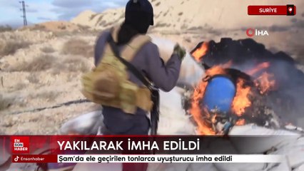 Şam'da ele geçirilen tonlarca uyuşturucu imha edildi