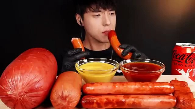 GIANT SAUSAGES CHALLENGE MUKBANG ASMR EATING SOUNDS