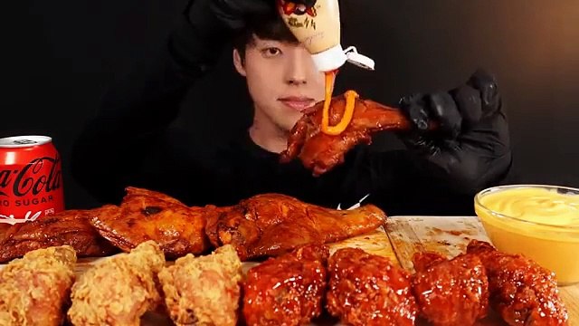 FRIED CHICKEN & BBQ GRILLED CHICKEN MUKBANG ASMR EATING SOUNDS