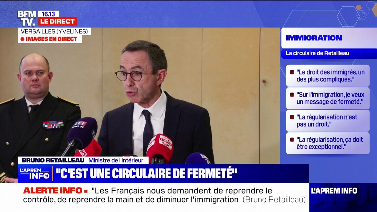 Immigration: "Ne soyons pas décalés (...) Il y a un consensus au niveau national qui veut cette politique de fermeté", assure Bruno Retailleau