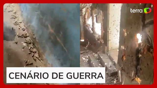 Vídeo mostra centenas de projéteis na frente de casa de uma moradora do Alemão