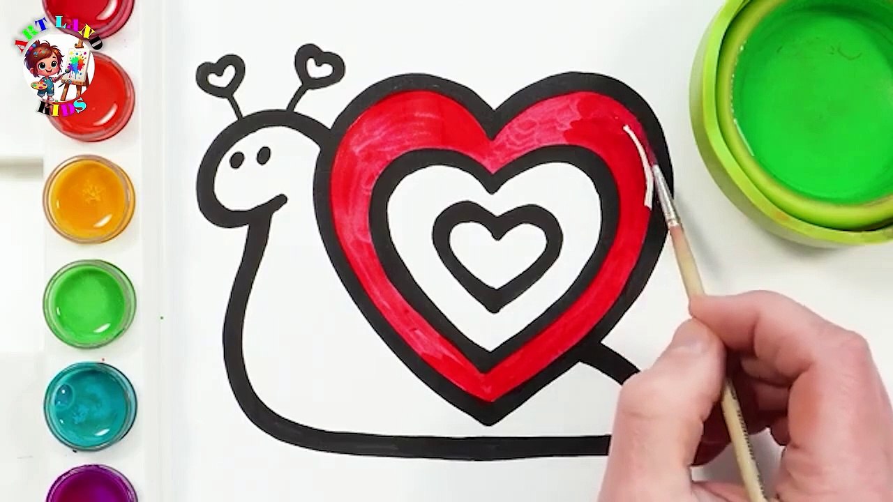 🐌❤️ Draw and Color a Cute Snail with Hearts for Kids 🎨