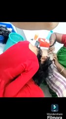 Young Girl Headshave in temple