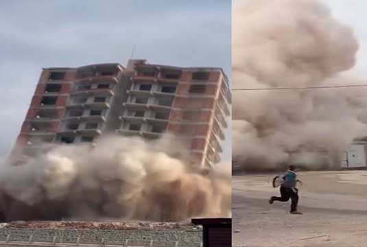 Hatay'da 14 katlı bina yerle bir oldu! Korku dolu anlar kamerada