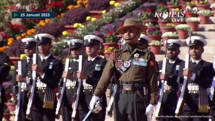 Momen Presiden Prabowo Cek Jajar Pasukan Kehormatan India di Istana Rashtrapati Bhavan, New Delhi