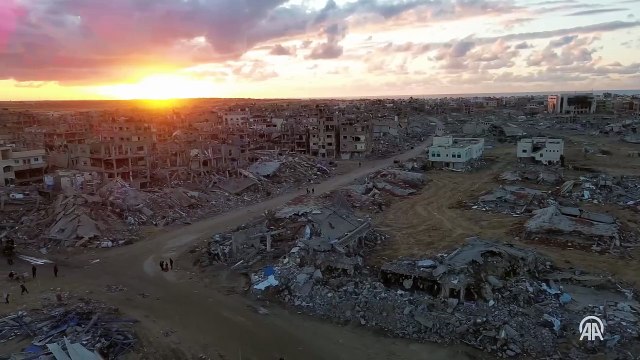 İsrail ordusunun Refah kentinde bıraktığı yıkım havadan görüntülendi