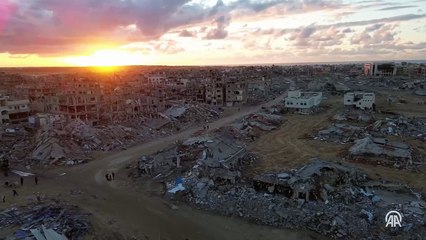 İsrail ordusunun Refah kentinde bıraktığı yıkım havadan görüntülendi