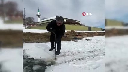 Gümüşhane’de Eskimo usulü balık avı