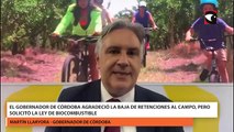 El gobernador de Córdoba agradeció la baja de retenciones al campo pero solicitó la ley de biocombustible