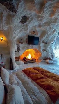 Snowy Retreat with Cozy Fire.