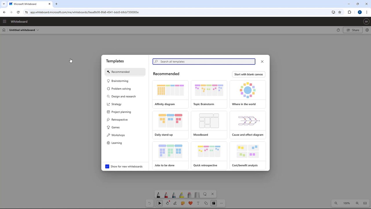 Microsoft Whiteboard Course Section 2 Creating and Saving Whiteboards