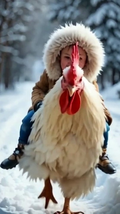 Baby Rides White Rooster #viral #fypシ  #Trending