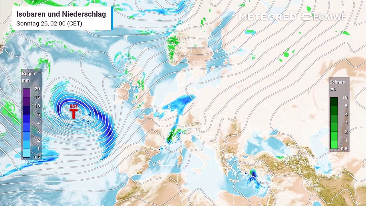 Die atlantische Frontalzone von Tief Ivo bringt Regen und Frühlingstemperaturen.