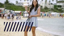 Madison Keys flaunts Aus Open trophy on Melbourne beach