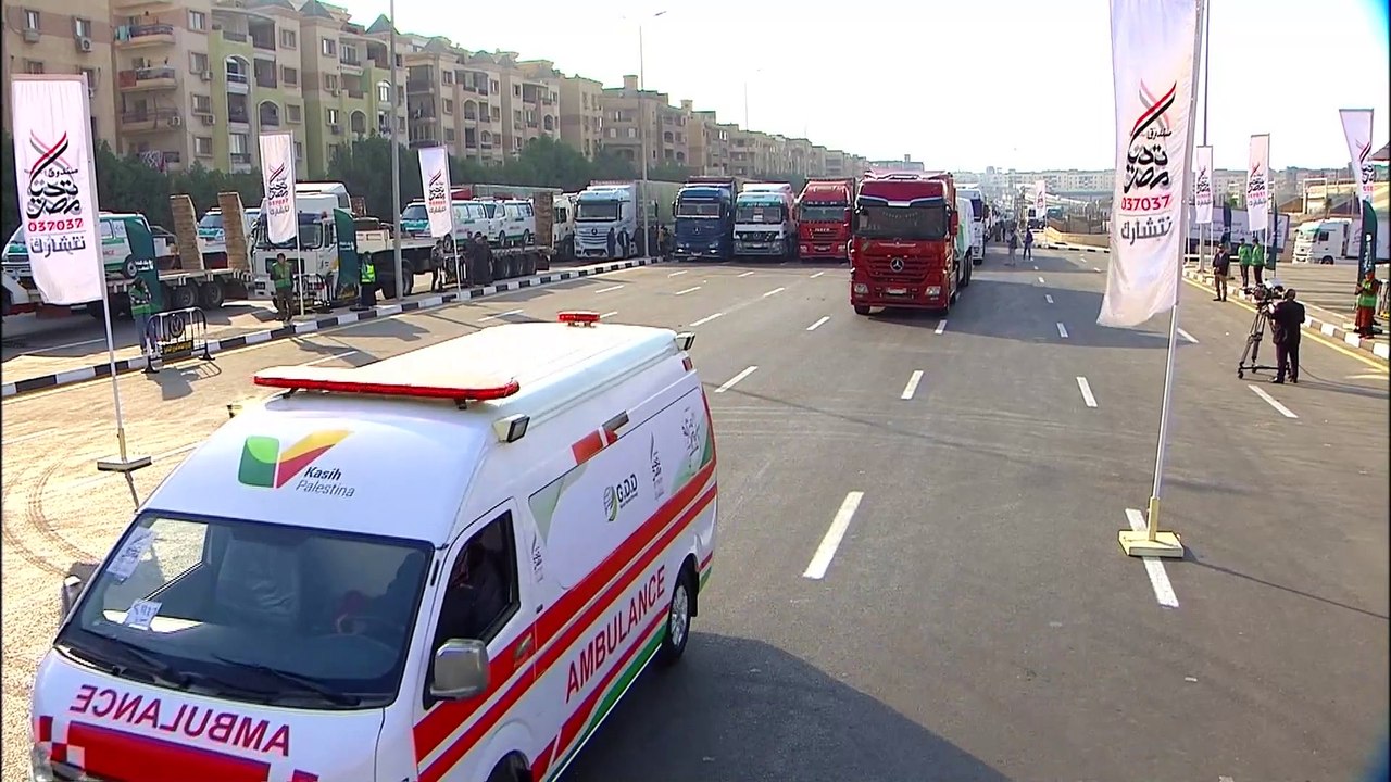 رئيس الوزراء يشهد إنطلاق أكبر قافلة مساعدات إنسانية شاملة لقطاع غزة