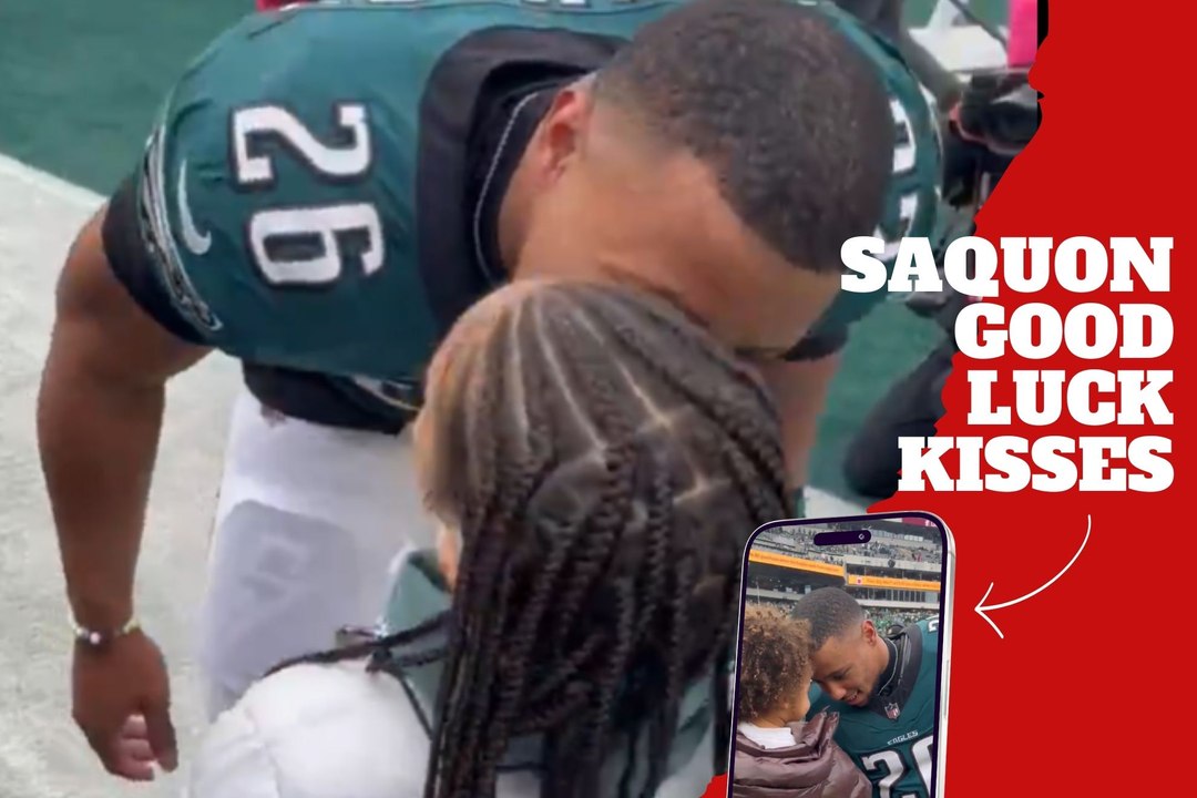 "I love you daddy"! Saquon Barkley ' s handshake with daughter and good kisses befor NFC Championship game