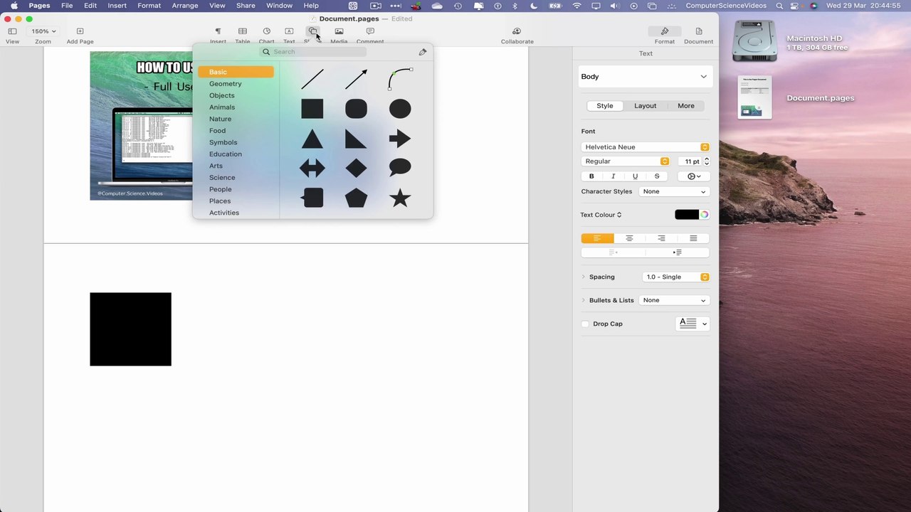 How to INSERT Shapes to a Document On the Pages Application Using a Mac - Basic Tutorial | New