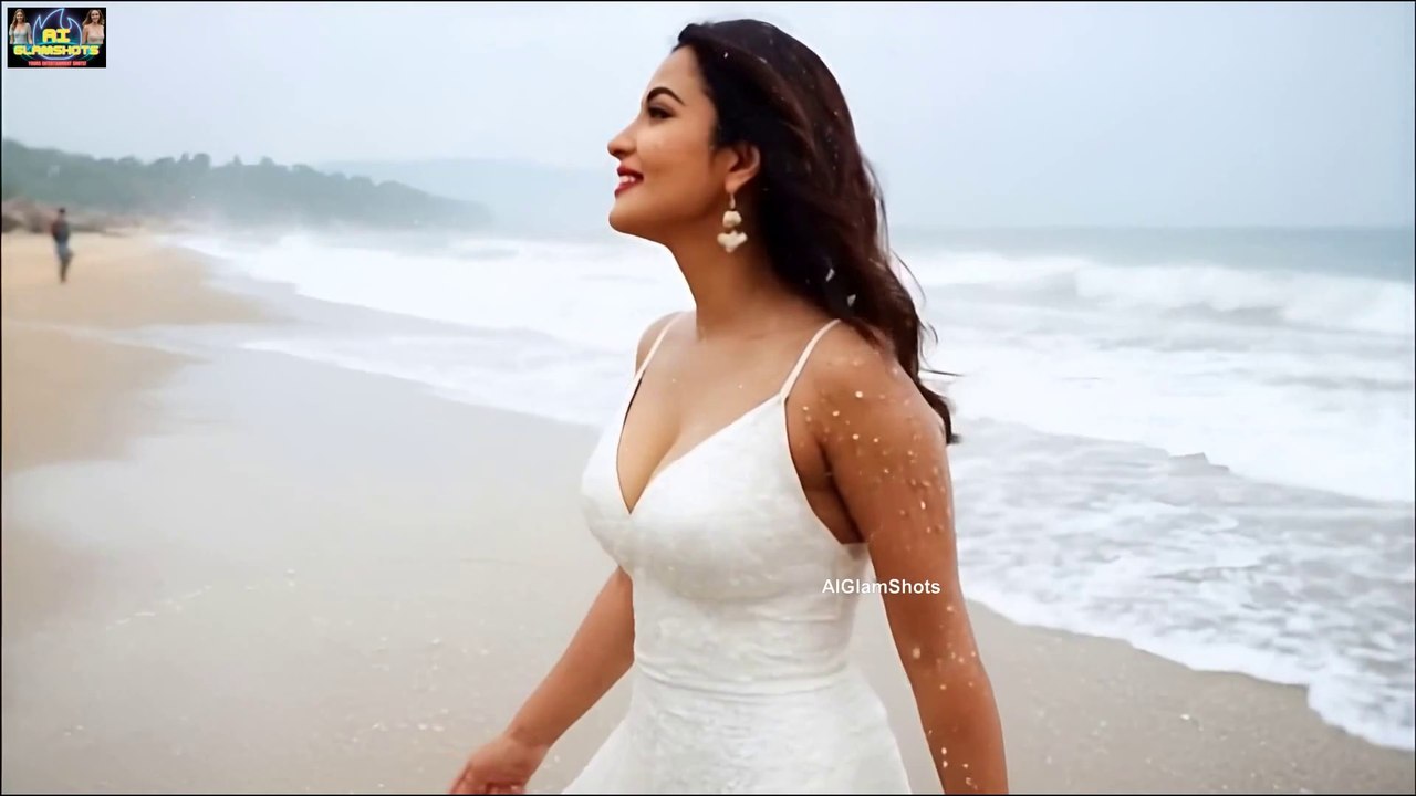 Beautiful AI Bhabhi Enjoying In Beach in White Dress - AIGlamShots