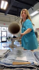 The girl farts into the pipework