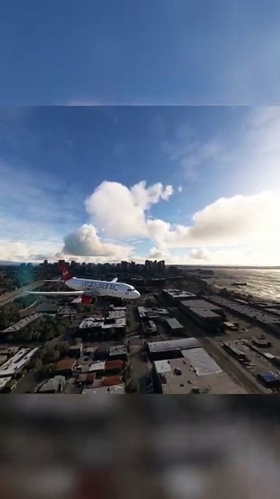 Illuminated Landing Virgin Atlantic A320neo at Gold Coast Airport (YBCG), Gold Coast, Australia