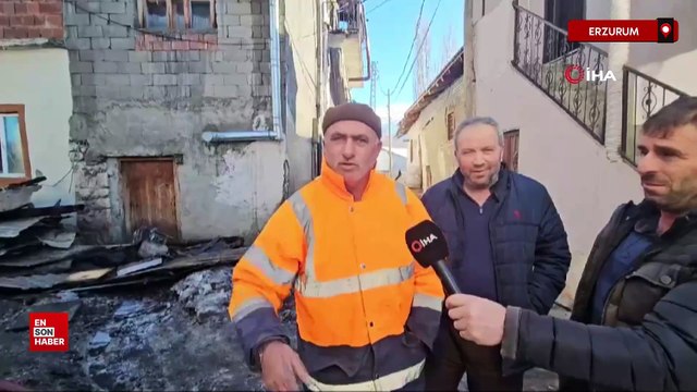 İspir’de korkutan yangın: 15 ahır, samanlık ve ev küle döndü