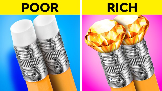 Rich vs Poor Art Challenge! Hacks For Beginners by 123 GO! UNIVERSE