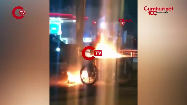 Meyve sattığı seyyar tezgahını ateşe verdi