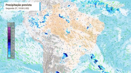 Previsão de nebulosidade e chuvas até a quarta-feira (29).