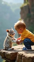 "Adventurous Baby Rescues Tiger in a Bamboo Forest | Fun & Cute Clip!"