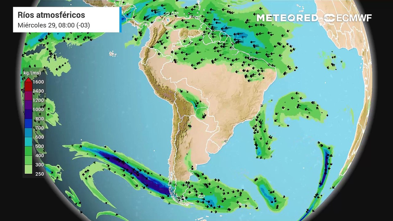 Río atmosférico de categoría 4-5 llegarán a la Patagonia esta semana incrementando las lluvias en Aysén y Magallanes